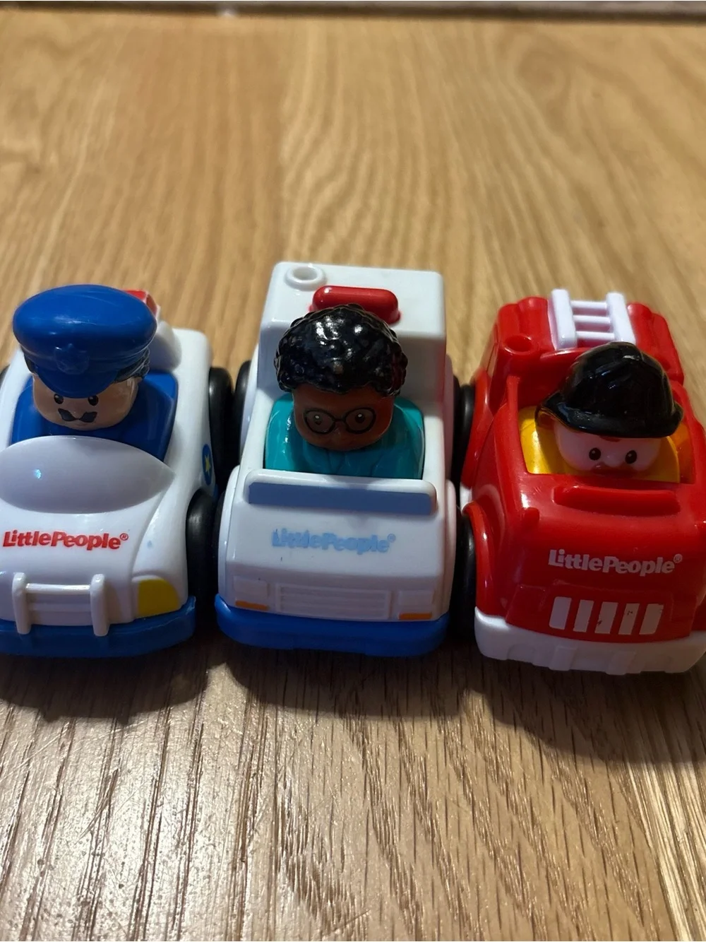 Fisher Price Little People Wheelies Bundle Lot Police Ambulance Firefighter